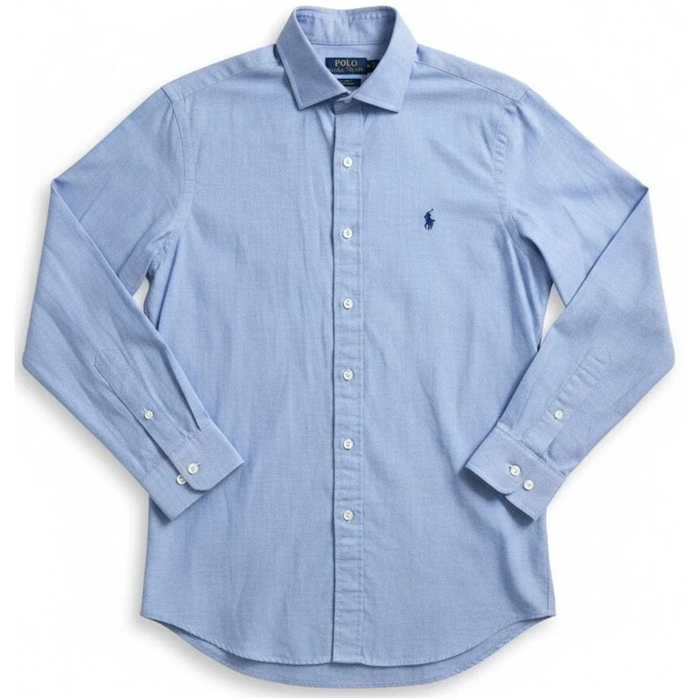 Polo Ralph Lauren Classic Fit Men's Medium Blue Stretch Button-Down Shirt